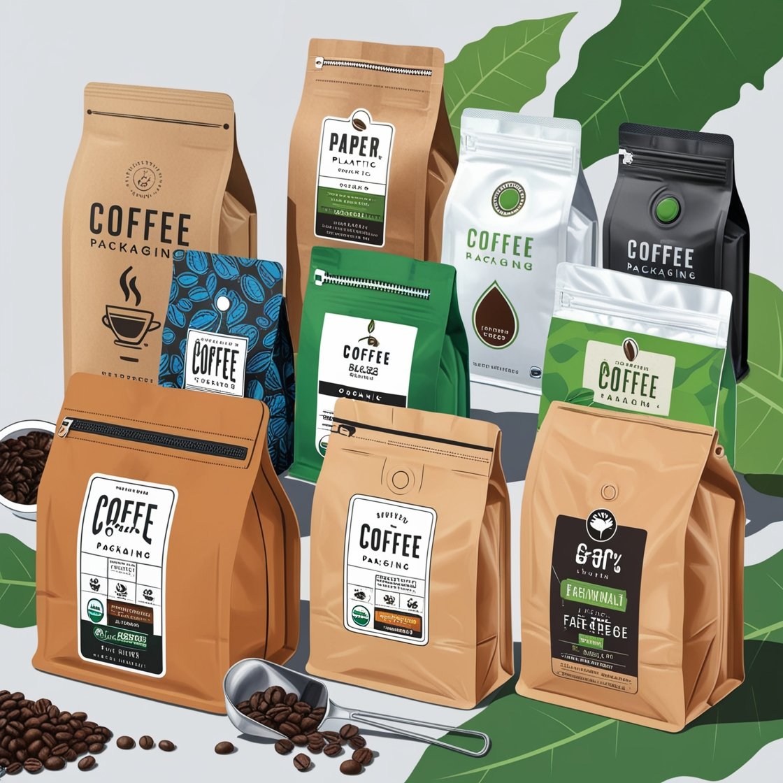 Creative and attractive coffee packaging displayed on a store shelf.