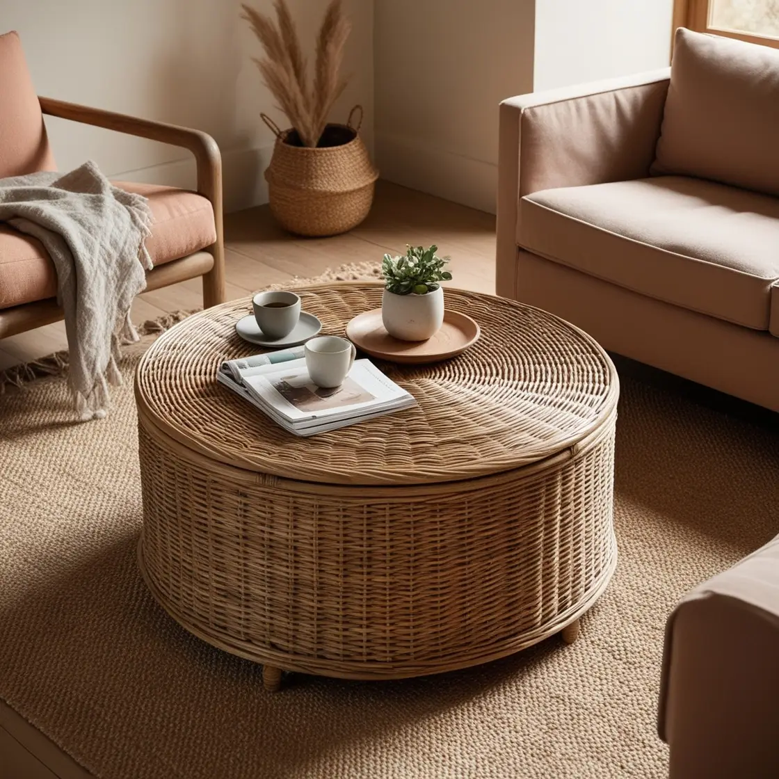 wicker coffee table