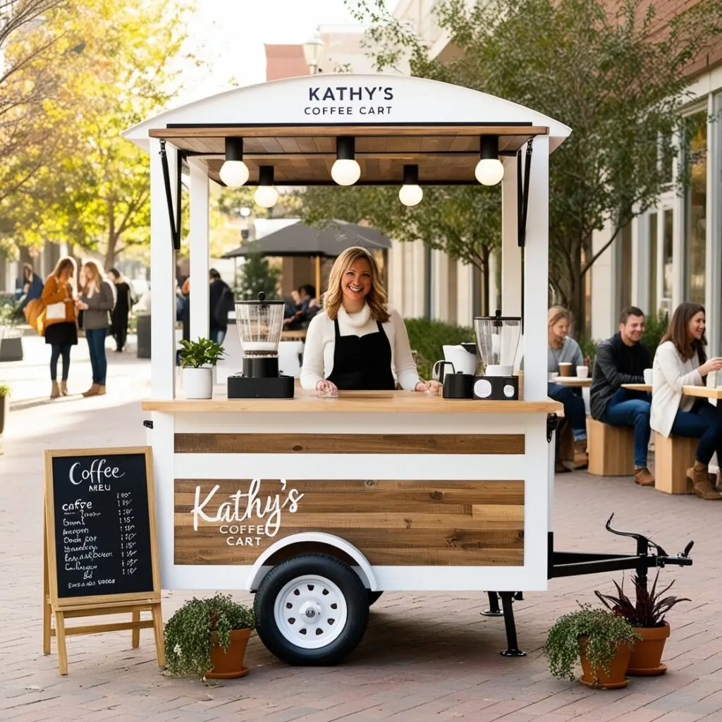 Kathy's Coffee Cart with fresh coffee served outdoors