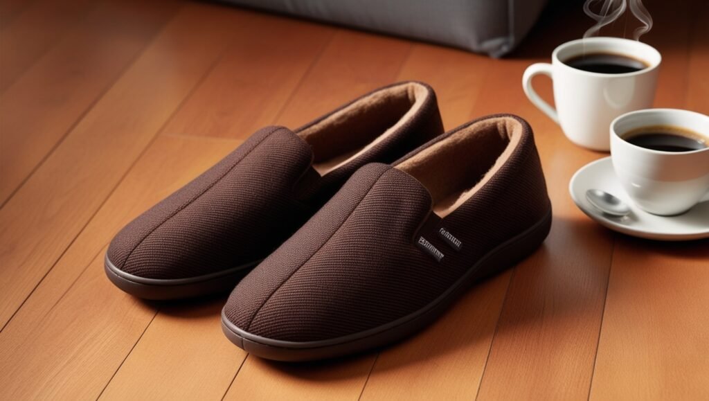 Dearfoams Men's Brendan Coffee Twill Slipper