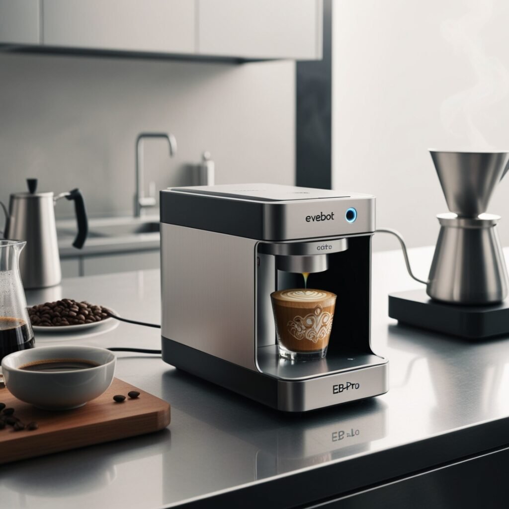 Revolutionize Your Café with the Evebot EB-Pro Metal Countertop Single Cup Coffee Printer evebot eb-pro metal countertop single cup coffee printer