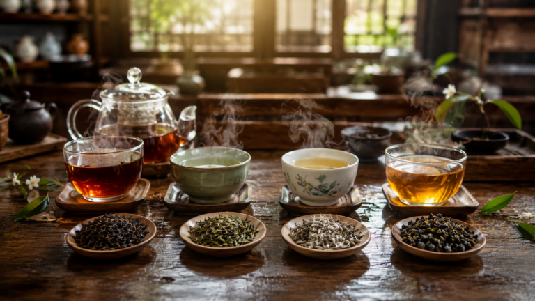 Does Tea Have Caffeine? Everything You Need to Know Does Tea Have Caffeine featuring black tea, green tea, and white tea served in elegant cups